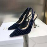 Dior Women J'Adior Slingback Pump Deep Blue Crocodile-Effect Embroidered Velvet - Image 3
