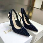 Dior Women J'Adior Slingback Pump Deep Blue Crocodile-Effect Embroidered Velvet - Image 2