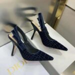 Dior Women J'Adior Slingback Pump Deep Blue Crocodile-Effect Embroidered Velvet - Image 5