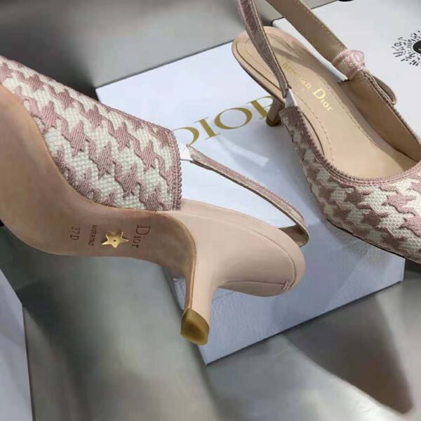 Dior Women J’Adior Slingback Pump Rose Des Vents Cotton Embroidery with Micro Houndstooth Motif (10)