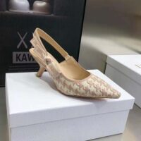 Dior Women J’Adior Slingback Pump Rose Des Vents Cotton Embroidery with Micro Houndstooth Motif (1)