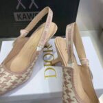 Dior Women J'Adior Slingback Pump Rose Des Vents Cotton Embroidery with Micro Houndstooth Motif - Image 9