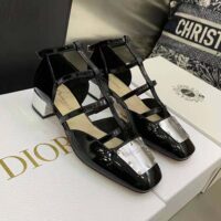 Dior Women La Parisienne Dior Ballerina Flat Black Patent Calfskin (1)