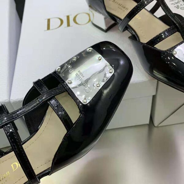 Dior Women La Parisienne Dior Ballerina Flat Black Patent Calfskin (6)