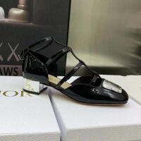 Dior Women La Parisienne Dior Ballerina Flat Black Patent Calfskin (1)