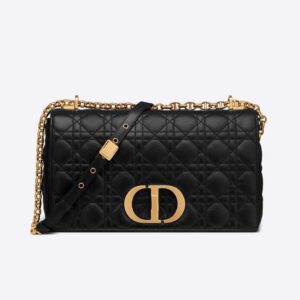 Dior Women Large Dior Caro Bag Black Soft Cannage Calfskin