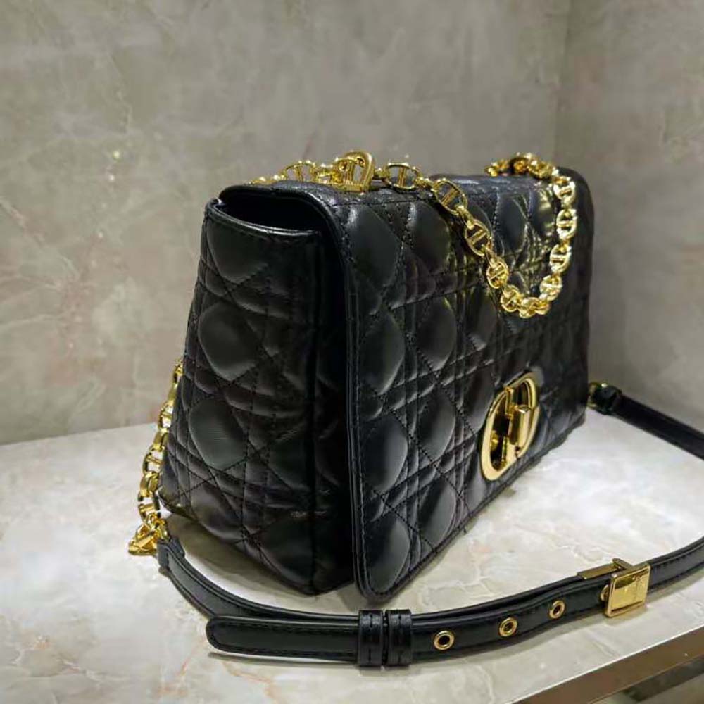 Dior Women Large Dior Caro Bag Black Soft Cannage Calfskin