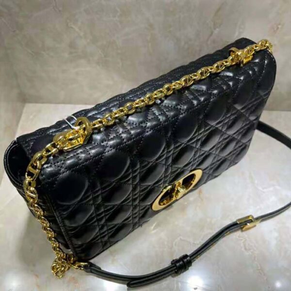 Dior Women Large Dior Caro Bag Black Soft Cannage Calfskin (6)