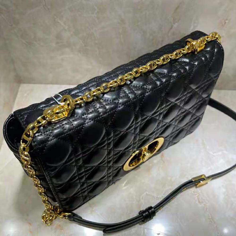 Dior Women Large Dior Caro Bag Black Soft Cannage Calfskin