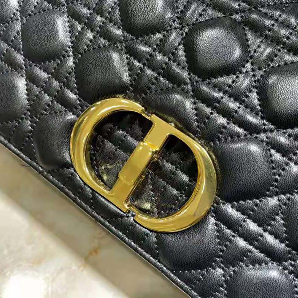 Dior Women Large Dior Caro Bag Black Soft Cannage Calfskin