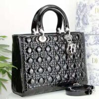 Dior Women Large Lady Dior Bag Black Patent Cannage Calfskin (1)