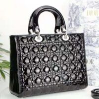 Dior Women Large Lady Dior Bag Black Patent Cannage Calfskin (1)