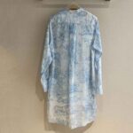 Dior Women Long Blouse Cornflower Blue Cotton Voile with Toile de Jouy Motif - Image 2