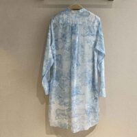 Dior Women Long Blouse Cornflower Blue Cotton Voile with Toile de Jouy Motif (1)