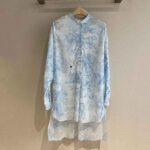 Dior Women Long Blouse Cornflower Blue Cotton Voile with Toile de Jouy Motif - Image 3