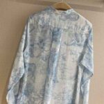 Dior Women Long Blouse Cornflower Blue Cotton Voile with Toile de Jouy Motif - Image 4