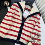 Dior Women Mariniere Cardigan Red and Ecru D-Stripes Ribbed Wool and Cashmere Knit – Bild 4