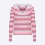 Dior Women Mariniere Sweater Peony Pink Linen Cashmere and Silk