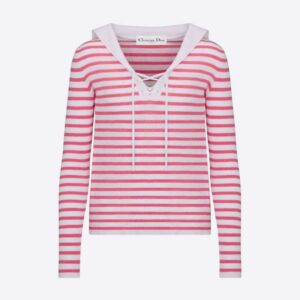 Dior Women Mariniere Sweater Peony Pink Linen Cashmere and Silk