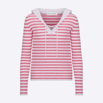 Dior Women Mariniere Sweater Peony Pink Linen Cashmere and Silk