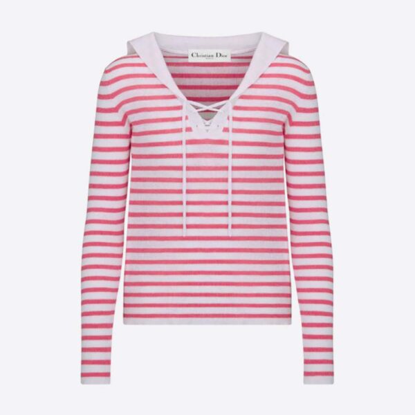 Dior Women Mariniere Sweater Peony Pink Linen Cashmere and Silk (1)