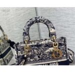 Dior Women Medium Lady D-Lite Bag Navy Blue Toile de Jouy Stripes Embroidery – Bild 8