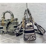 Dior Women Medium Lady D-Lite Bag Navy Blue Toile de Jouy Stripes Embroidery – Bild 5