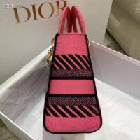 Dior Women Medium Lady D-lite Bag Bright Pink Multicolor D-Flower Pop Embroidery (8)