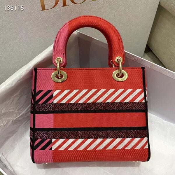 Dior Women Medium Lady D-lite Bag Bright Pink Multicolor D-Flower Pop Embroidery (6)