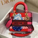 Dior Women Medium Lady D-lite Bag Bright Pink Multicolor D-Flower Pop Embroidery - Image 2