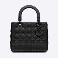 Dior Women Medium Lady Dior Bag Black Ultramatte Cannage Calfskin