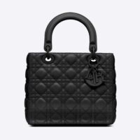 Dior Women Medium Lady Dior Bag Black Ultramatte Cannage Calfskin (1)