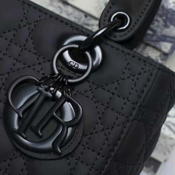 Dior Women Medium Lady Dior Bag Black Ultramatte Cannage Calfskin (4)