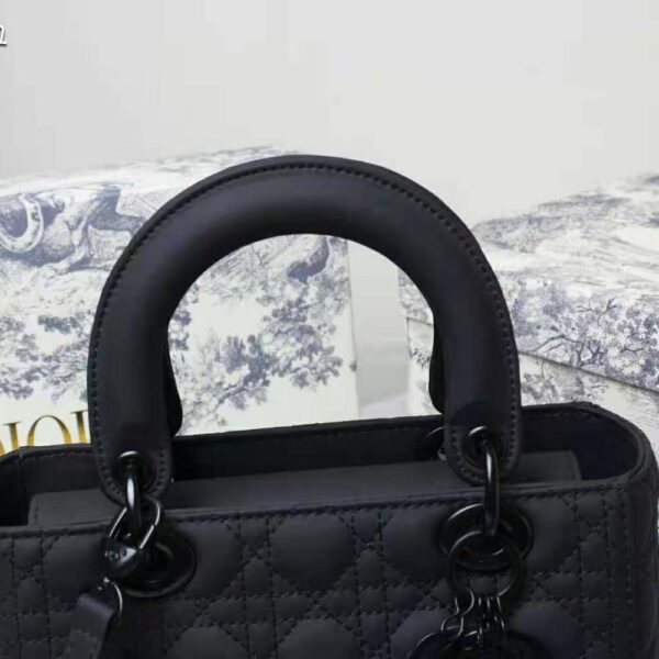 Dior Women Medium Lady Dior Bag Black Ultramatte Cannage Calfskin (6)