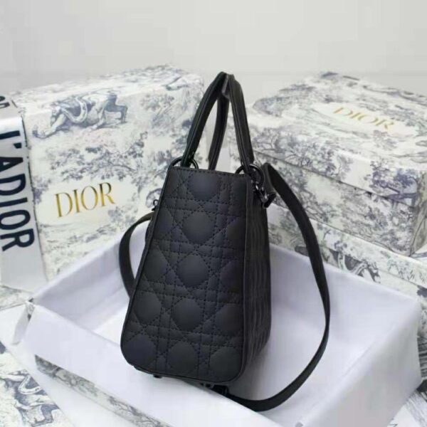 Dior Women Medium Lady Dior Bag Black Ultramatte Cannage Calfskin (7)