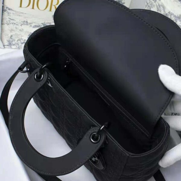 Dior Women Medium Lady Dior Bag Black Ultramatte Cannage Calfskin (9)