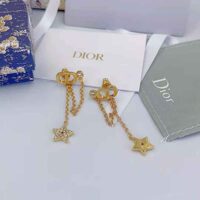 Dior Women Petit CD Earrings Gold-Finish Metal and White Crystals (1)