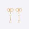 Dior Women Petit CD Earrings Gold-Finish Metal with White Resin Pearls