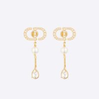 Dior Women Petit CD Earrings Gold-Finish Metal with White Resin Pearls (1)