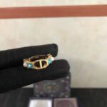 Dior Women Petit CD Ring Gold-Finish Metal with White Resin Pearls and Light Blue Crystals – Image 6