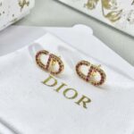 Dior Women Petit CD Stud Earrings Gold-Finish Metal and Light Pink Crystals - immagine 3