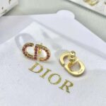 Dior Women Petit CD Stud Earrings Gold-Finish Metal and Light Pink Crystals - immagine 4