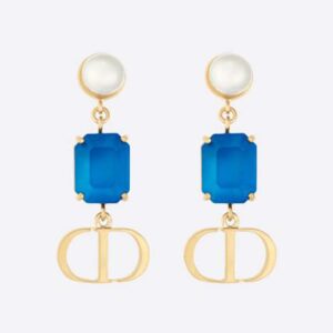 Dior Women Petit Cd Earrings Gold-Finish Metal with White Resin Pearls