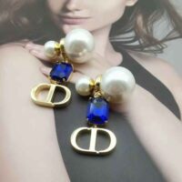 Dior Women Petit Cd Earrings Gold-Finish Metal with White Resin Pearls (1)