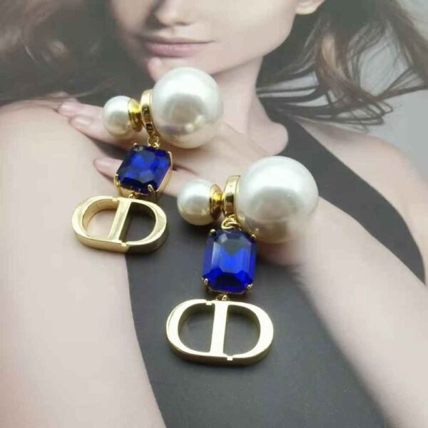 Dior Women Petit Cd Earrings Gold-Finish Metal with White Resin Pearls (2)