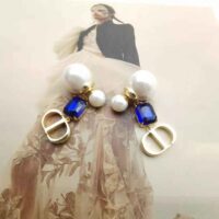Dior Women Petit Cd Earrings Gold-Finish Metal with White Resin Pearls (1)
