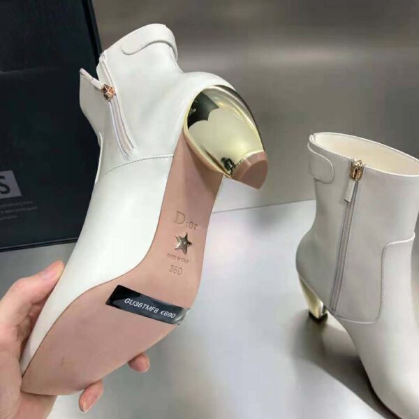 Dior Women Rhodes Heeled Ankle Boot White Supple Calfskin (10)