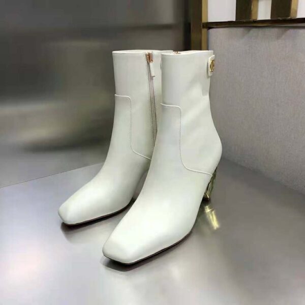 Dior Women Rhodes Heeled Ankle Boot White Supple Calfskin (3)