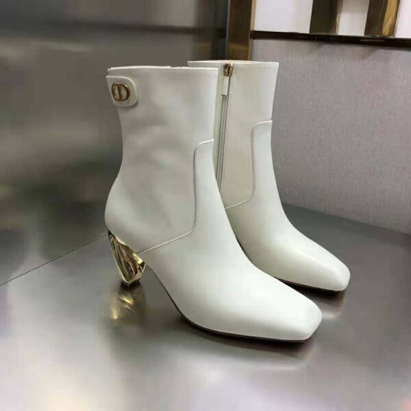 Dior Women Rhodes Heeled Ankle Boot White Supple Calfskin (4)