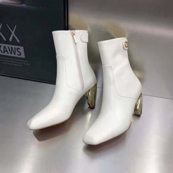 Dior Women Rhodes Heeled Ankle Boot White Supple Calfskin (5)